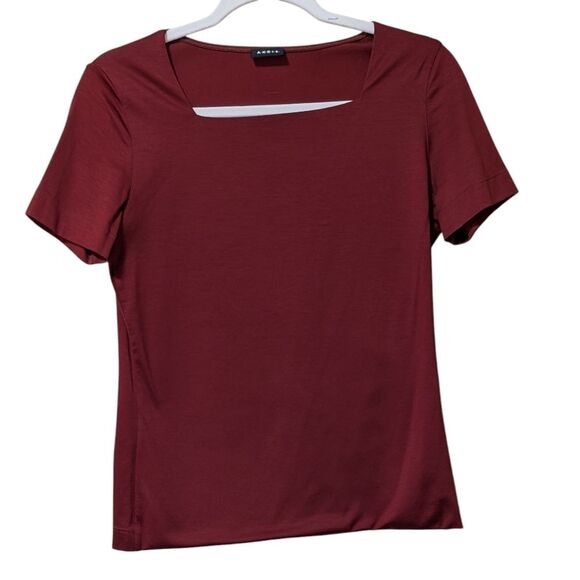Akris square neck short sleeve cotton t-shirt size 8 classic staple neutral rust - Picture 10 of 10